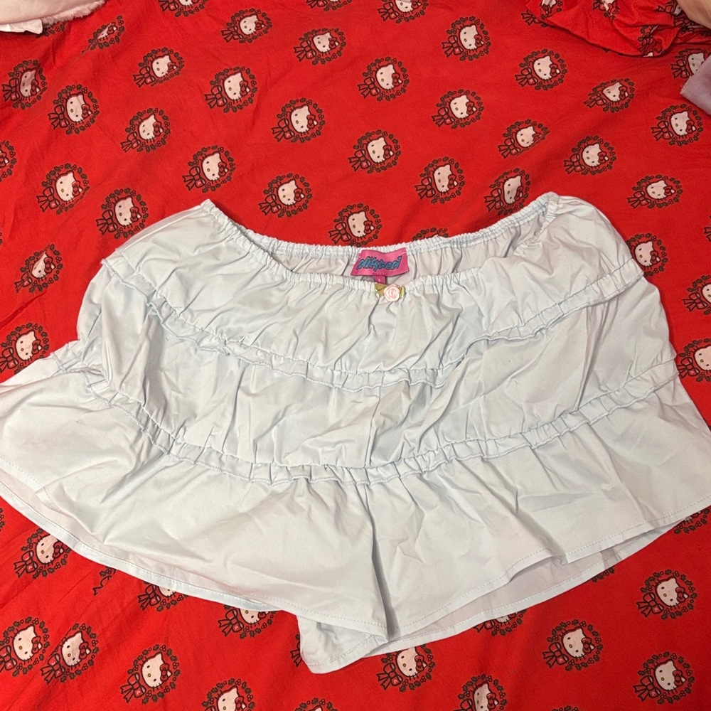 Light Blue Ruffled Shorts